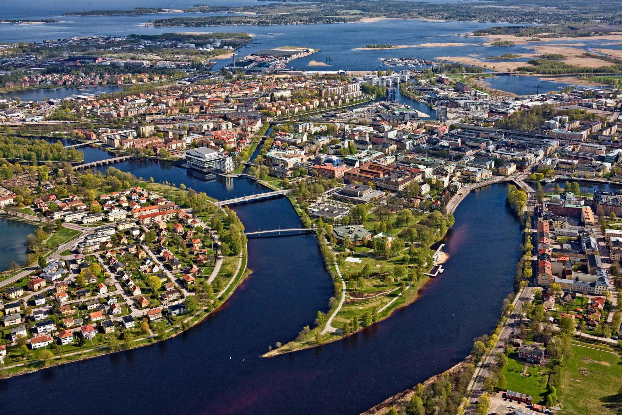 Aerial view over Karlstad in Värmland