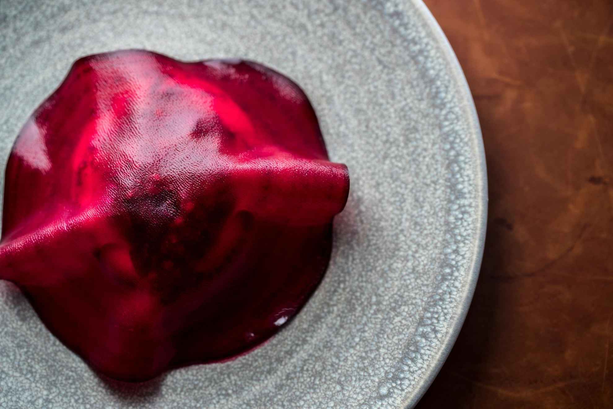 A plate with planed beetroot.