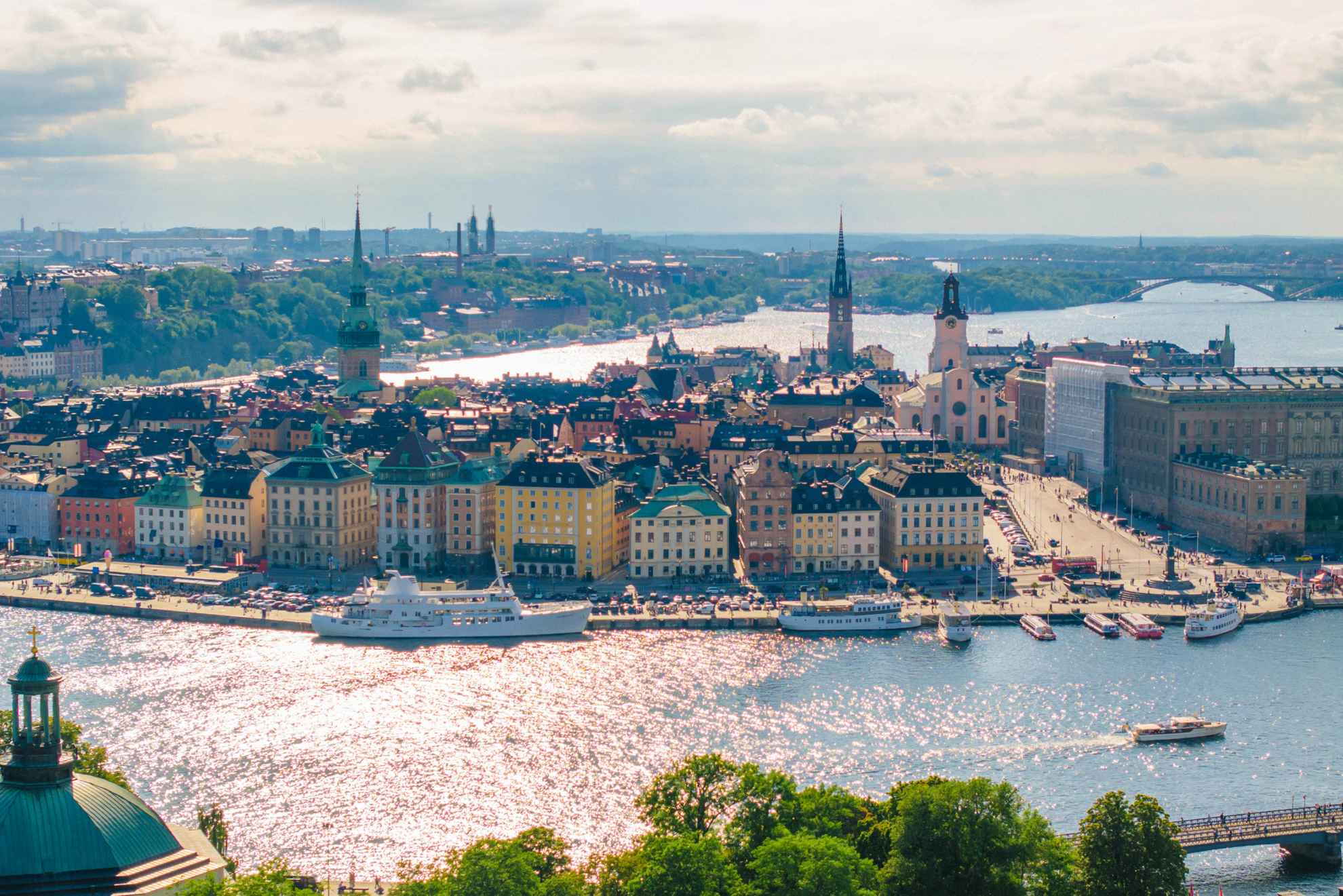 An aerial view of the Old Town in Stockholm.