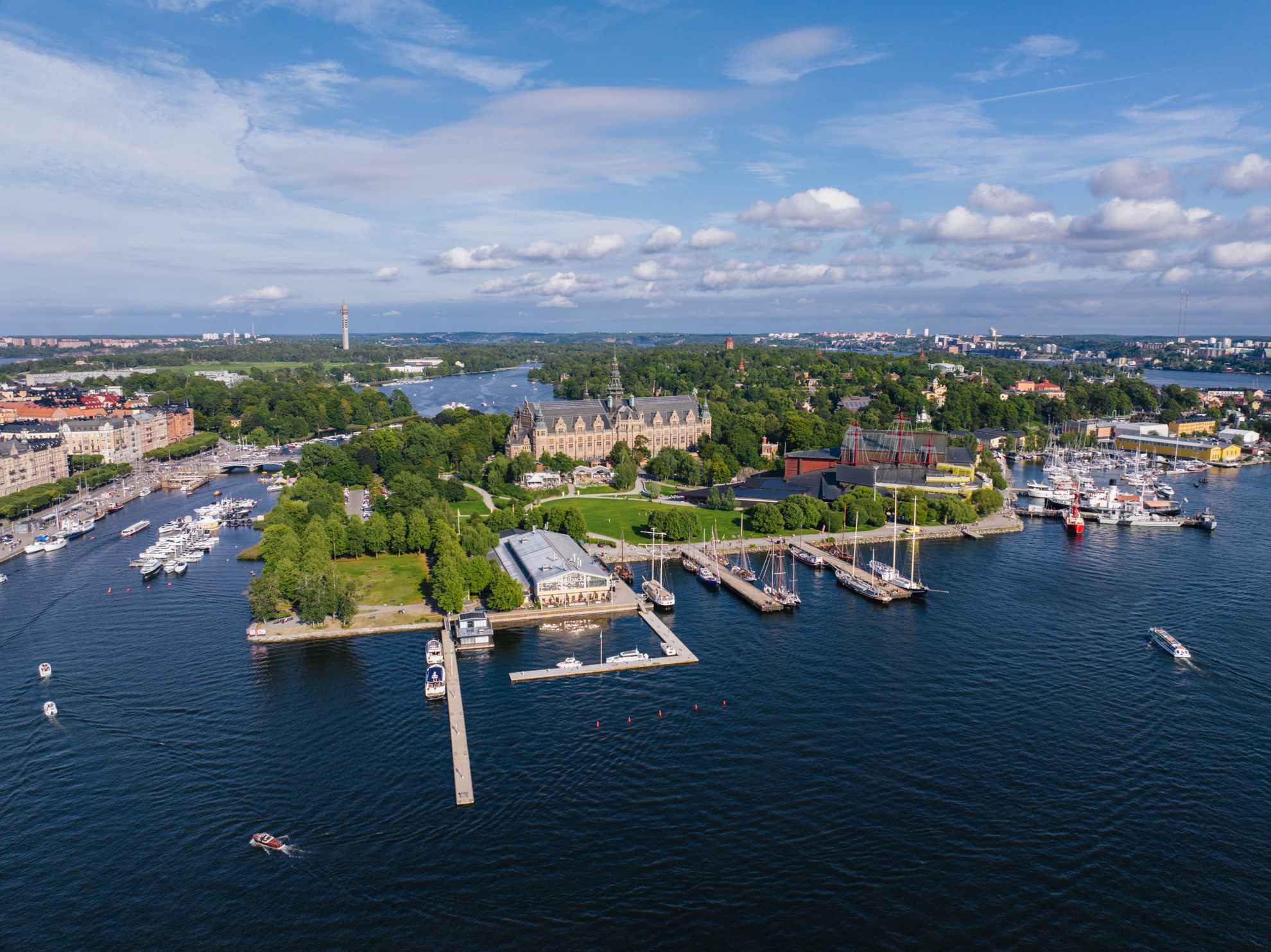 An aerial view of Djurgården in Stockholm.