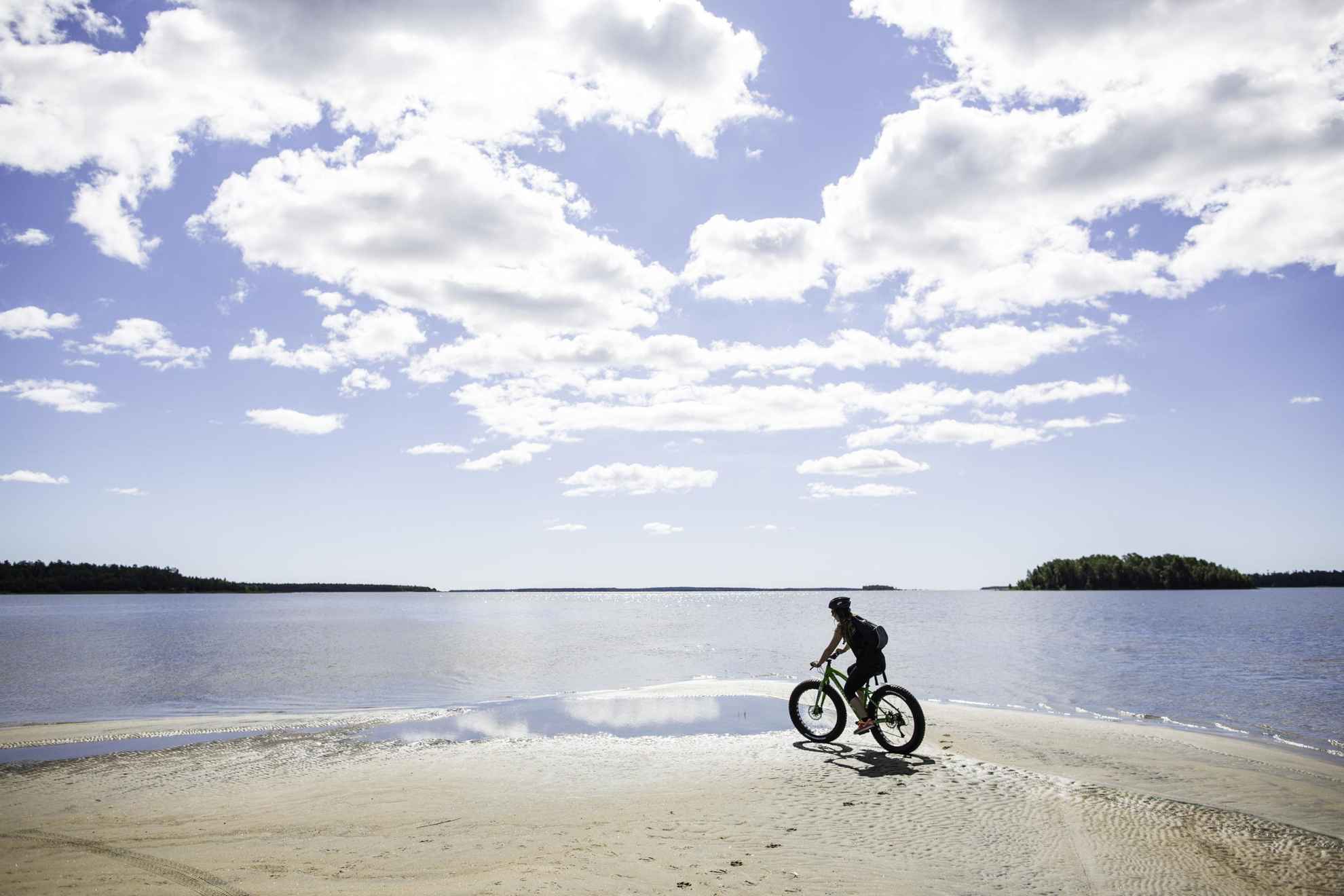Biking at the Bothnian Bay archipelago in Swedish Lapland