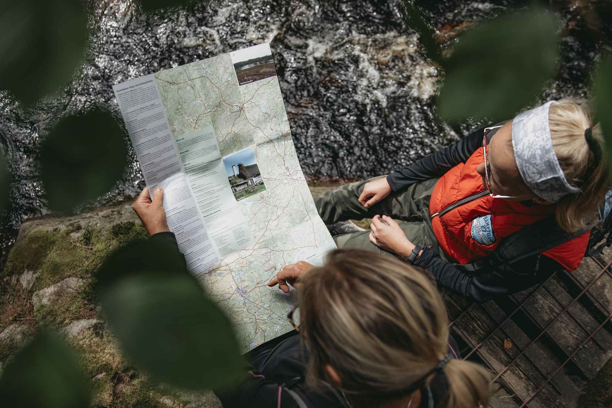 Map navigation during a hike at Hallandsleden
