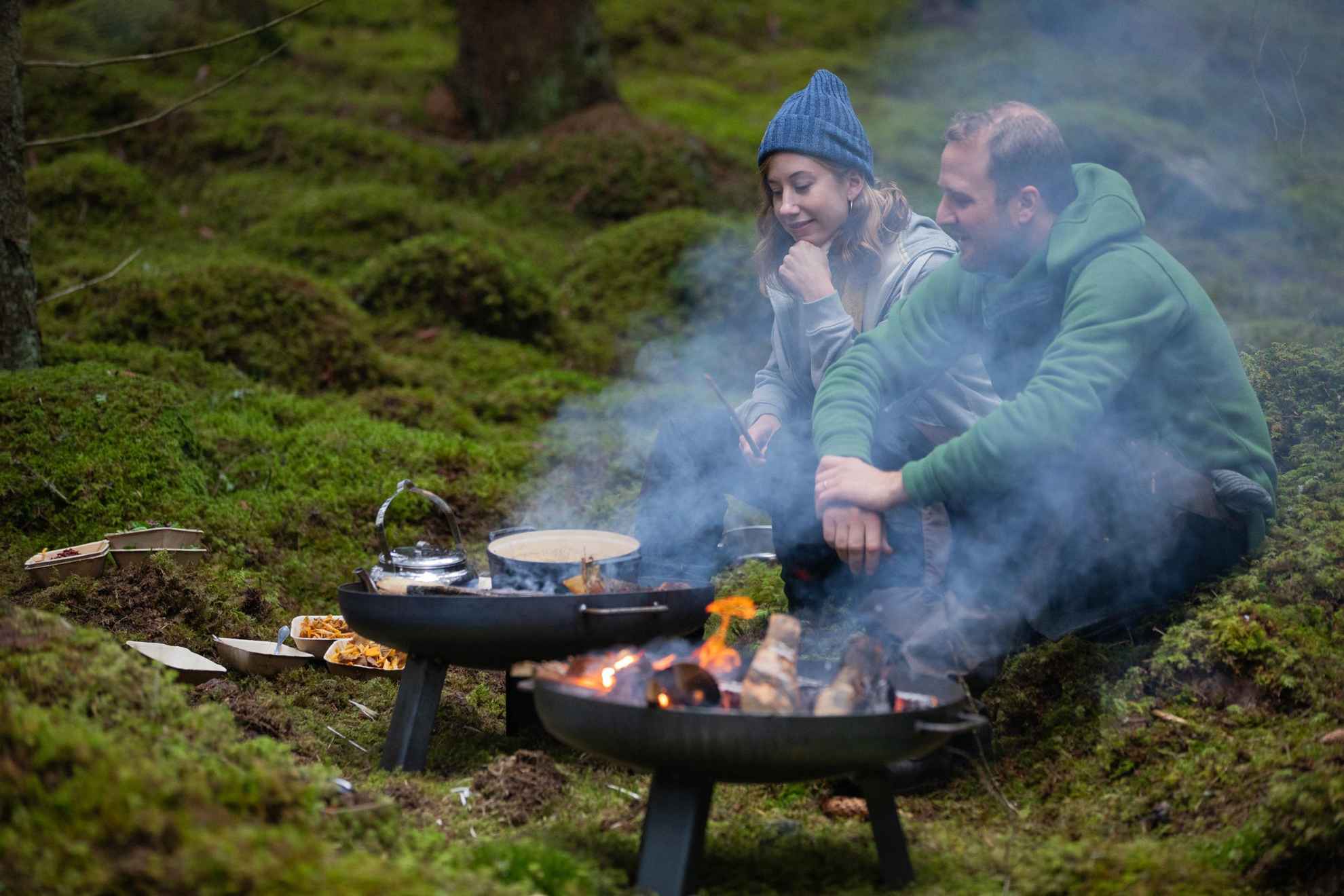Cooking over open fire, Swedish forest