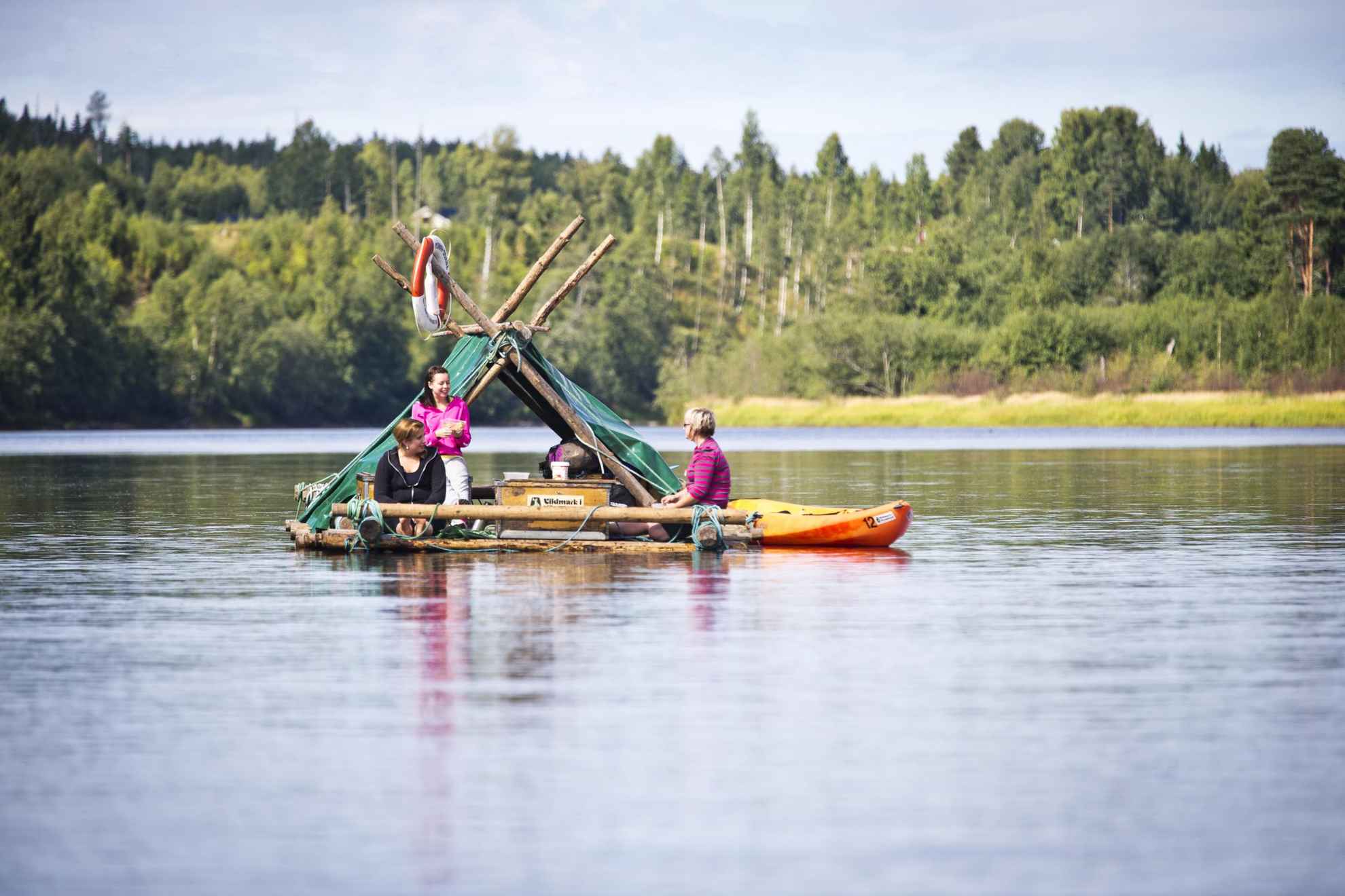 Timber rafting on river Klarälven in Värmland