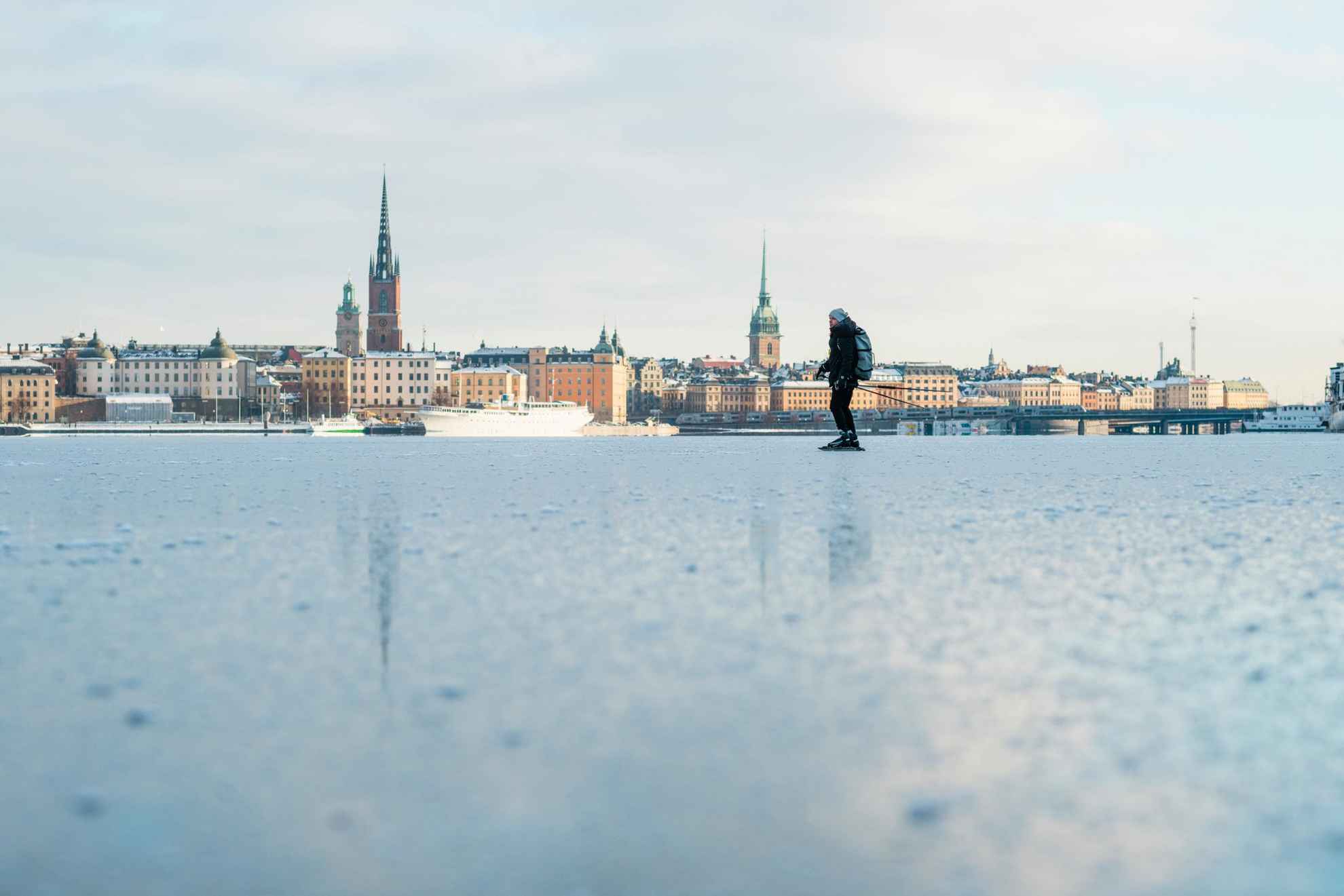 Ice skating in central Stockholm