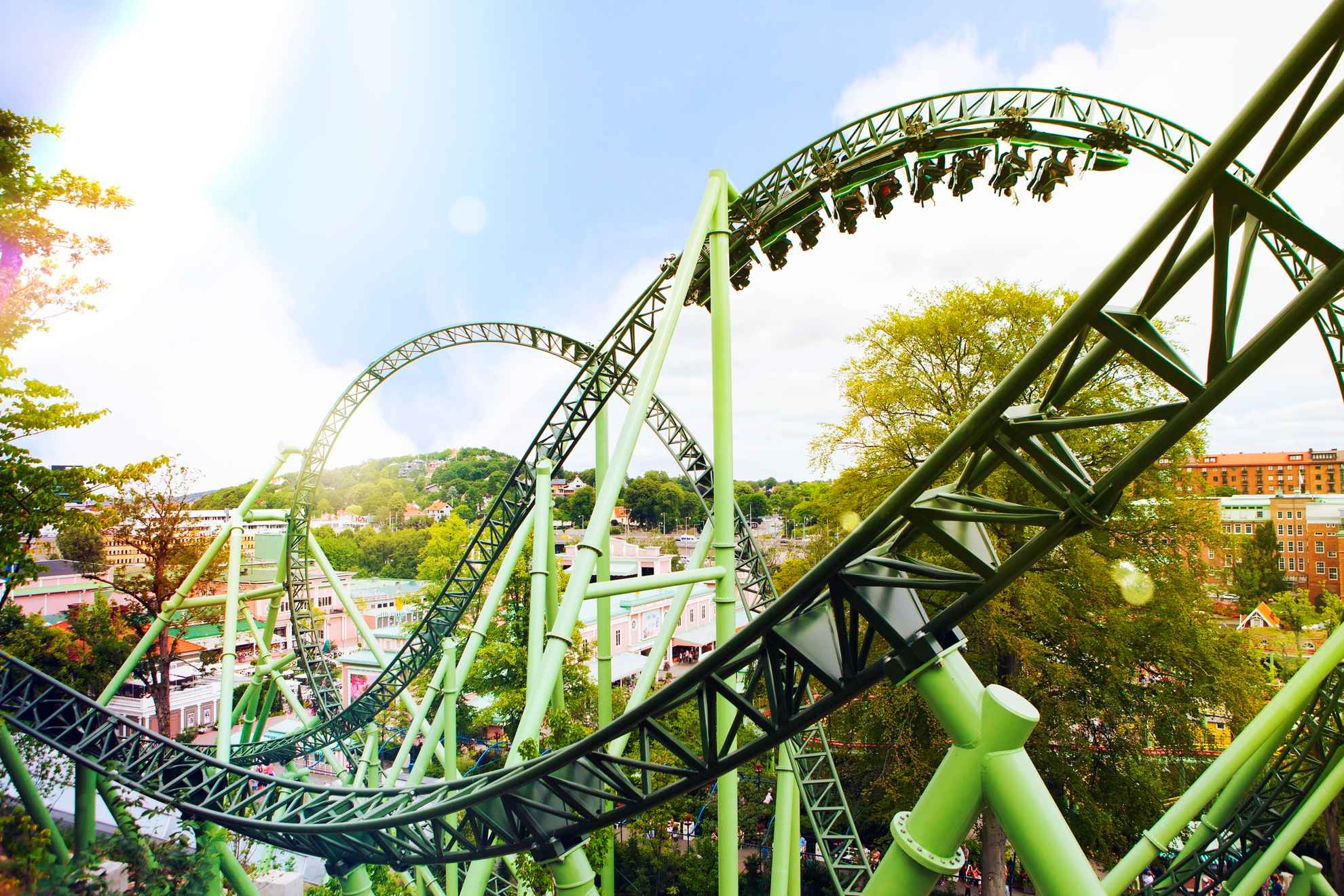 A green rollercoaster at Liseberg.
