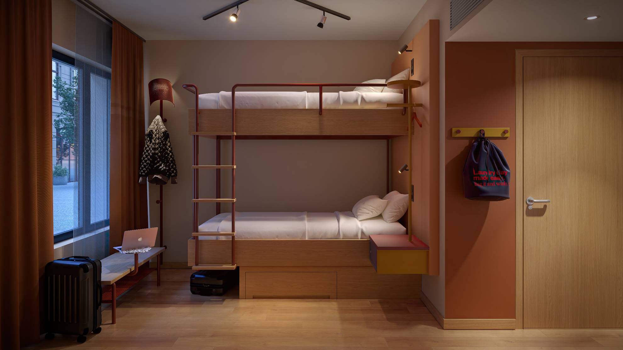 A hotel room with bunk beds at Scandic Go.