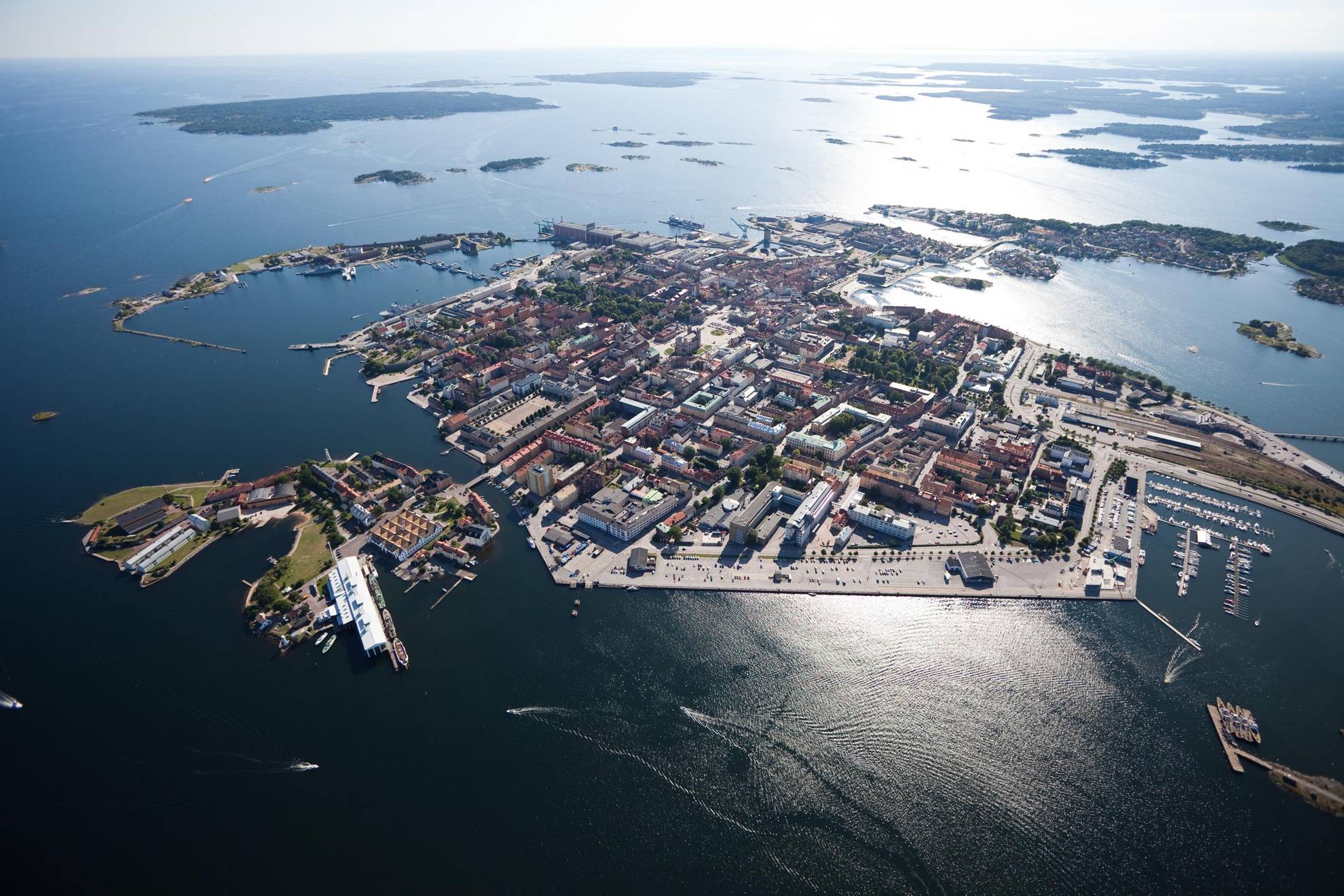 Aerial view of Karlskrona archipelago.