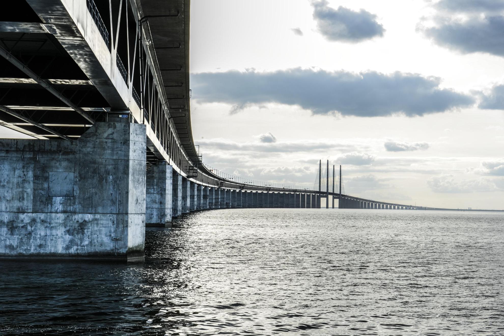The Öresund Bridge from water level.