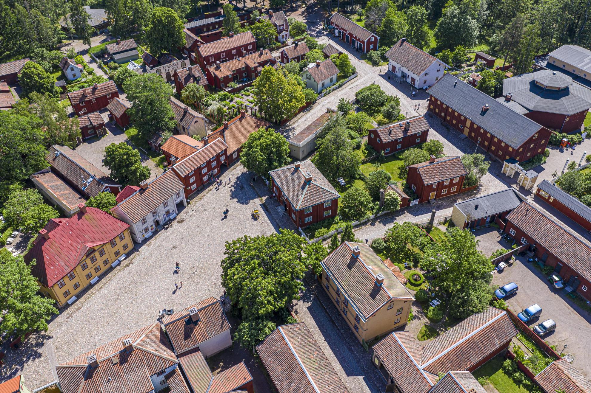 Aerial view of the houses of Linköping’s old town.