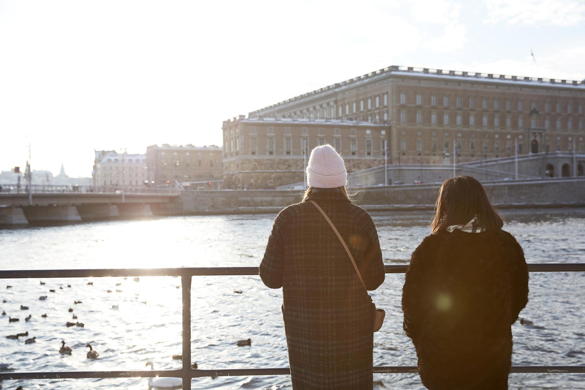 Women gazing out over the Royal Palace, Stockholm